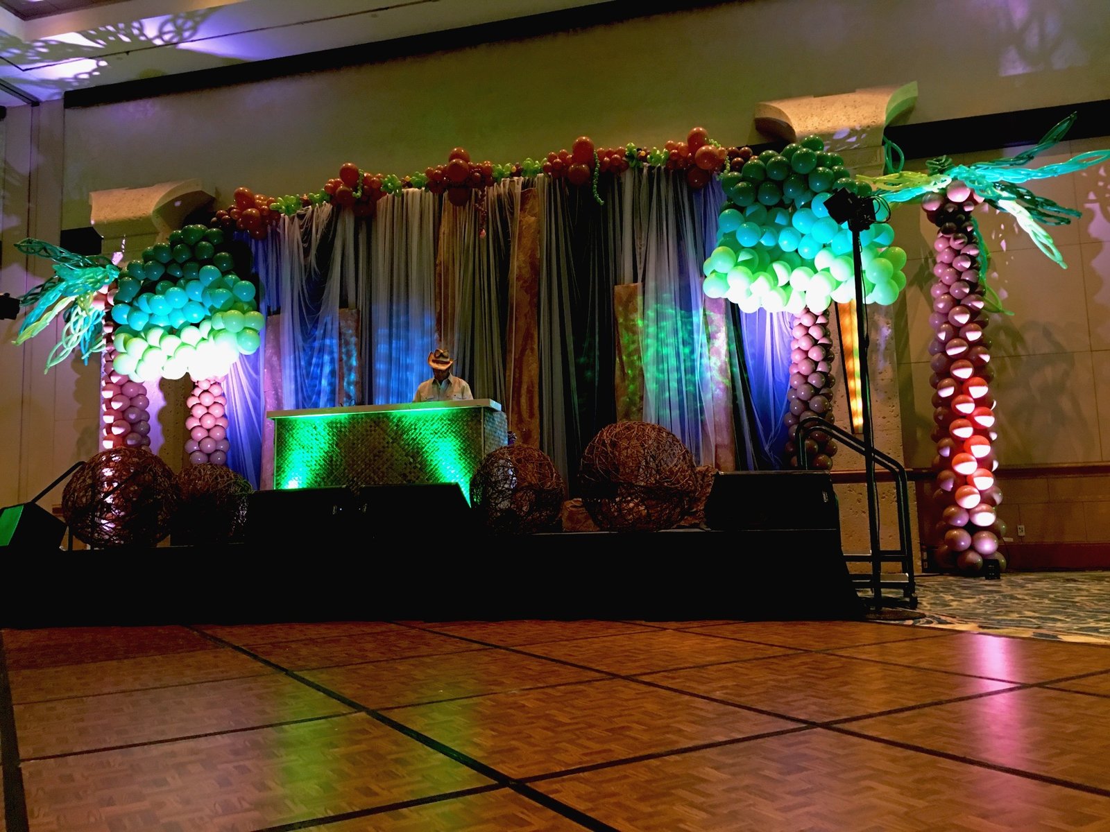 Corporate event decor and entertainment setup in Florida venue