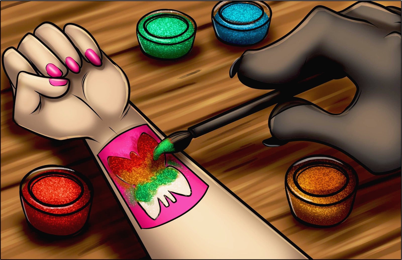 Artistic body art arm design at a Florida event